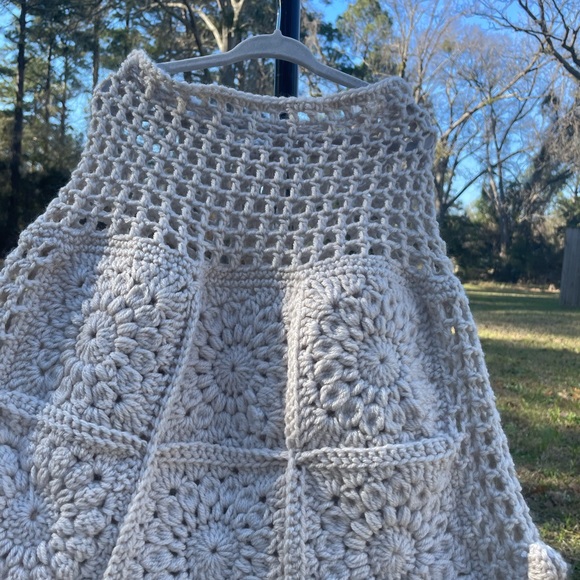 Hand crotched granny patch skirt with mesh stitching. - Picture 2 of 3